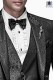 Gray and black bicolor bow tie and handkerchief 56589-5175-7080 Ottavio Nuccio Gala.