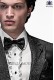 Black and silver bicolor bow tie and handkerchief 56589-5396-8100 Ottavio Nuccio Gala.