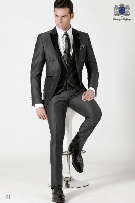Italian gray silk men fashion suit 3 pieces 811 Ottavio Nuccio Gala