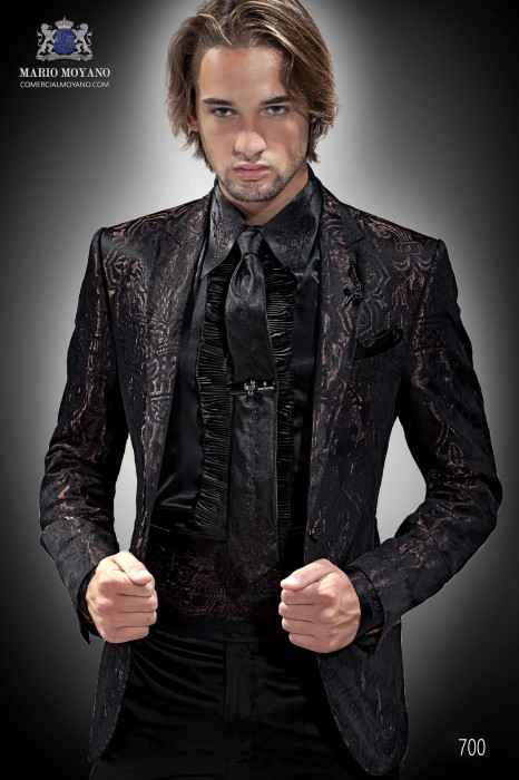 Italian black-bronze brocade men fashion suit 700 Ottavio Nuccio Gala