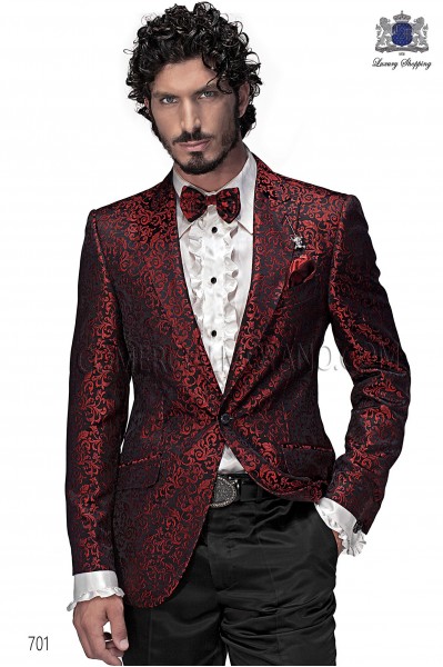 Italian black/red brocade fashion jacket 701 Ottavio Nuccio Gala