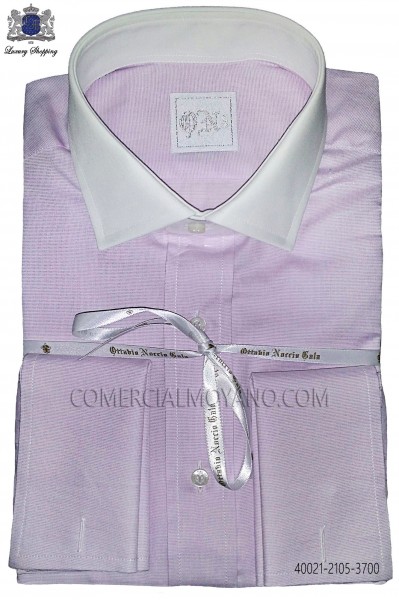 Purple cotton shirt 40021-2105-3700 Ottavio Nuccio Gala.