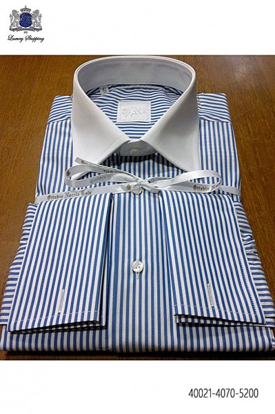 Blue striped cotton shirt 40021-4070-5200 Ottavio Nuccio Gala.