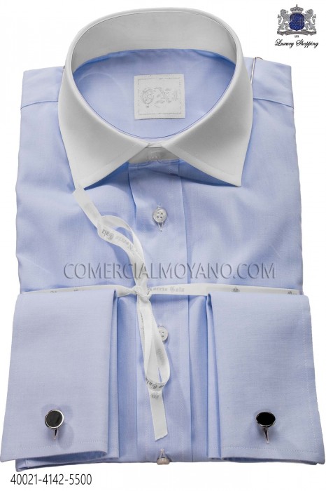 Sky blue shirt in cotton fabric 40021-4142-5500 Ottavio Nuccio Gala.