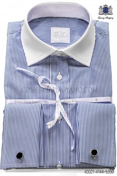 Blue striped cotton shirt 40021-4144-5200 Ottavio Nuccio Gala.