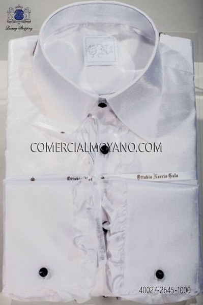 White shirt lurex effect with ruffles 40027-2645-1000 Ottavio Nuccio Gala.