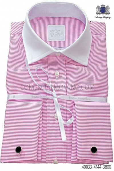 Camisa combinada mil rayas horizontales rosa 40033-4144-3800 Ottavio Nuccio Gala.