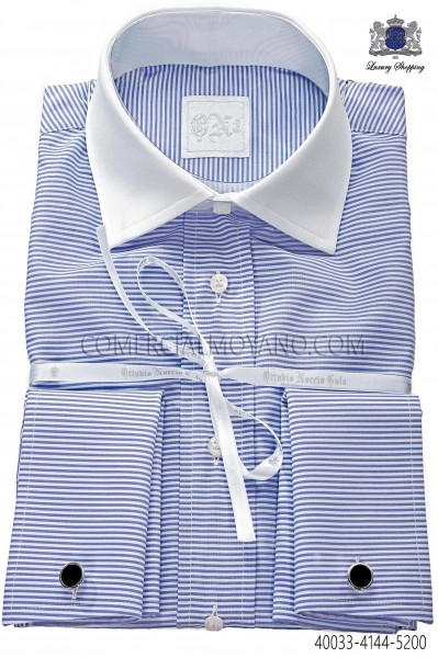 Blue cotton striped shirt 40033-4144-5200 Ottavio Nuccio Gala.