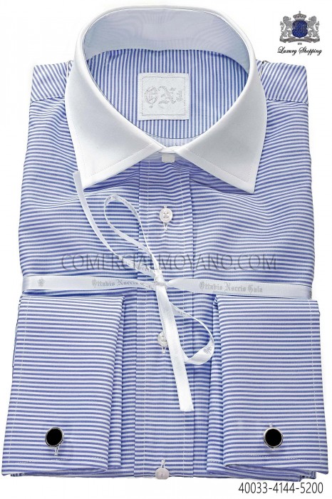 Camisa combinada rayas azul 40033-4144-5200 Ottavio Nuccio Gala.