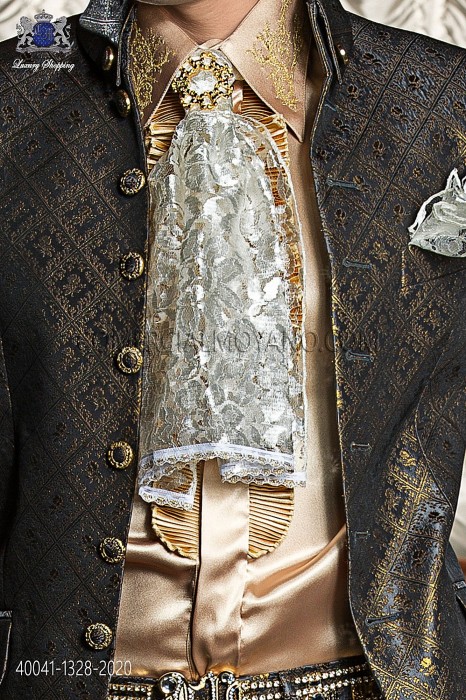 Golden shirt with beige drako embroidery 40041-1328-2020 Ottavio Nuccio Gala.