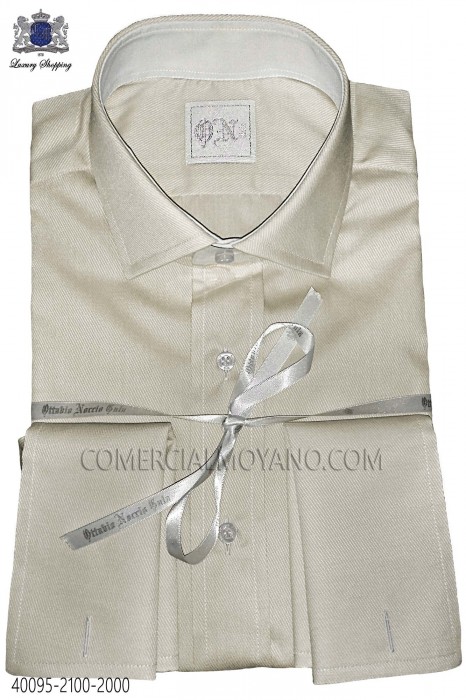 Beige cotton poplin shirt 40095-2100-2000 Ottavio Nuccio Gala.