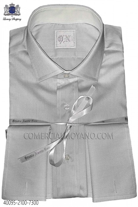 Camisa de algodón popeline gris perla 40095-2100-7300 Ottavio Nuccio Gala.