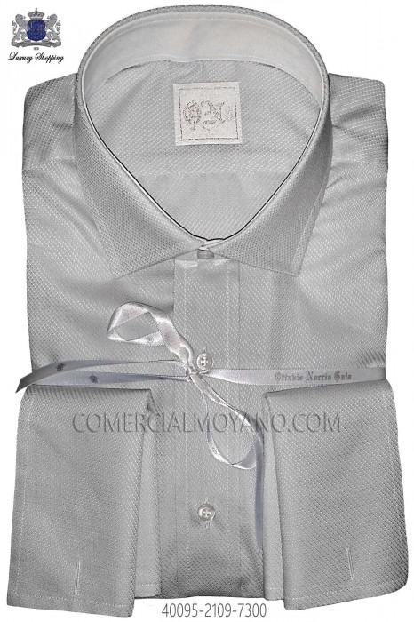 Camisa lisa de algodón gris perla 40095-2109-7300 Ottavio Nuccio Gala.