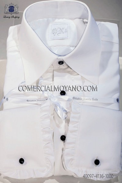 Camisa blanca algodón de volantes 40097-4136-1000 Ottavio Nuccio Gala.