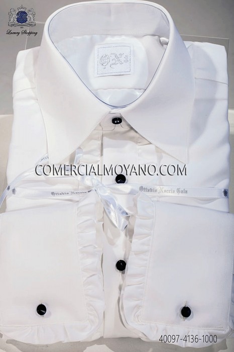 White cotton shirt with ruffles Ottavio Nuccio Gala.