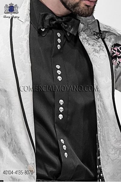 Camisa de algodón negra con calaveras 40104-4135-8070 Ottavio Nuccio Gala.