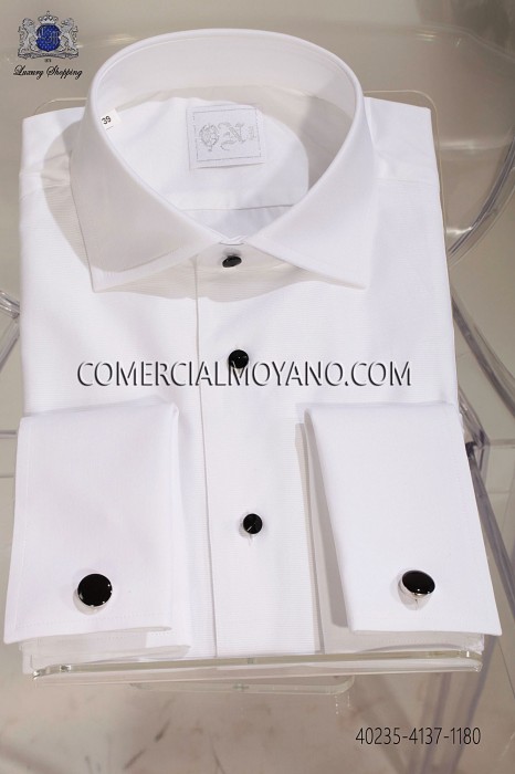 White otoman cotton shirt 40235-4137-1180 Ottavio Nuccio Gala.