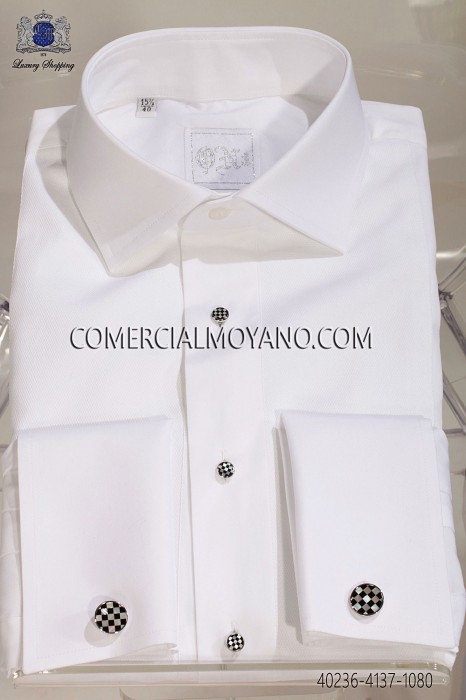 White pique bib shirt 40236-4137-1080 Ottavio Nuccio Gala.