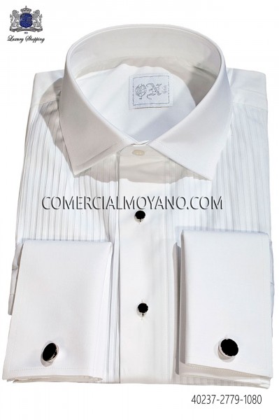 Camisa de algodón plisada blanca 40237-2779-1080 Ottavio Nuccio Gala.