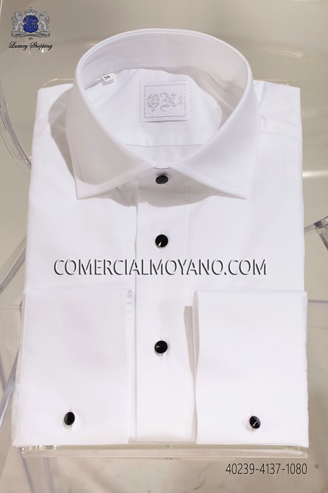 White pique shirt 40239-4137-1080 Ottavio Nuccio Gala.