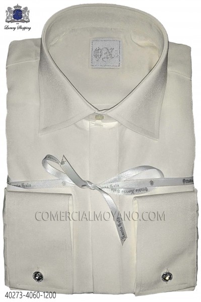 Ecru microfiber shirt 40273-4060-1200 Ottavio Nuccio Gala.