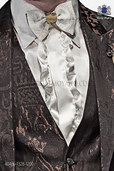 Ivory satin shirt with ruffles 40466-1328-1200 Ottavio Nuccio Gala.