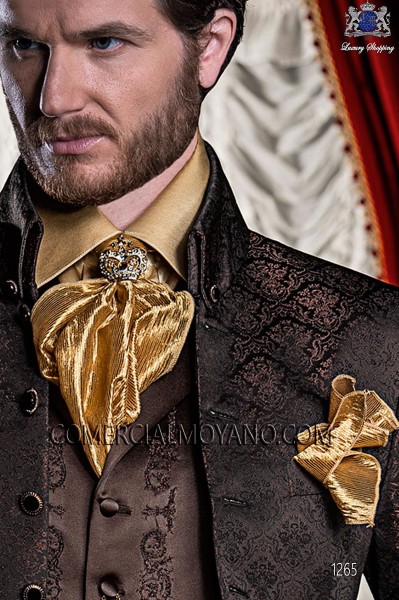 Gold satin ruffled shirt 40466-1328-2200 Ottavio Nuccio Gala.