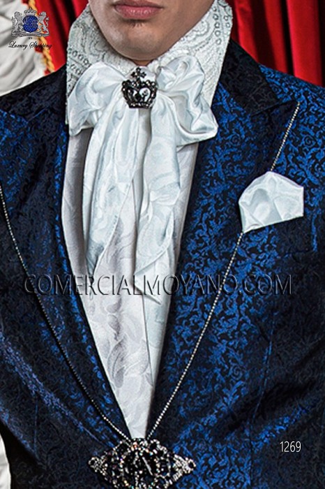 Camisa jacquard blanca con puntilla plata 40078-2785-1070 Ottavio Nuccio Gala.