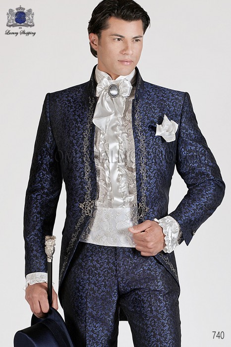 Italian blue baroque wedding suit