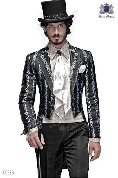 Italian black-silver wedding suit