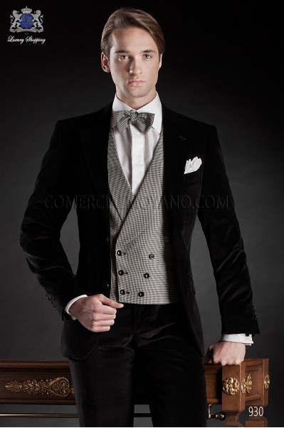 Italian blacktie black men wedding suit style 930 Mario Moyano