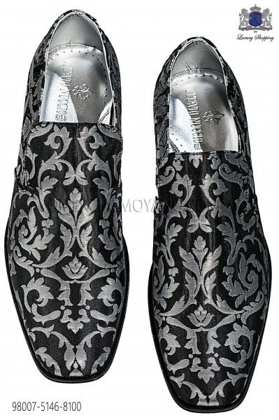 Zapatos slipper jacquard plata y negro 98007-5146-8100 Ottavio Nuccio Gala.