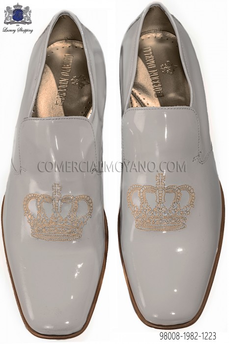 Ivory patent leather slippers with embroidery 98008-1982-1223 Ottavio Nuccio Gala.