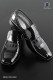 Black patent leather slippers with silver crown embroidery 98008-1982-8084 Ottavio Nuccio Gala.