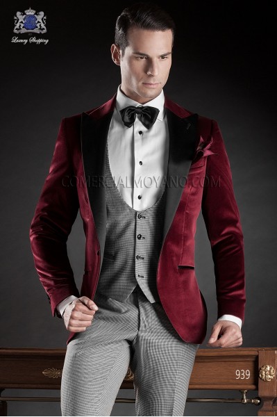 Italian blacktie red men wedding suit style 939 Mario Moyano
