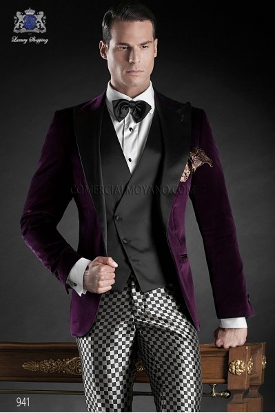 Italian blacktie purple men wedding suit style 941 Mario Moyano