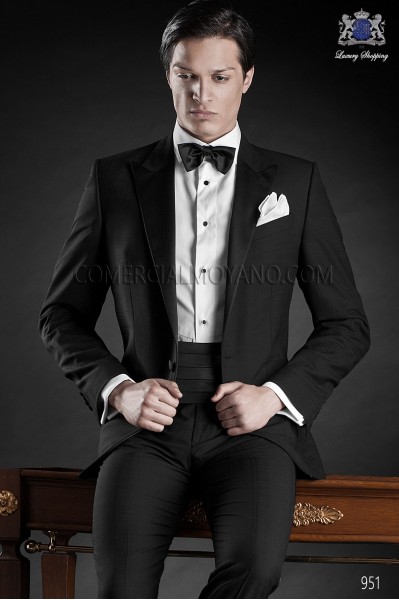 Italian blacktie black men wedding suit style 951 Mario Moyano