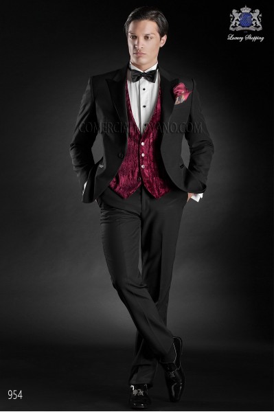 Italian blacktie black men wedding suit style 954 Mario Moyano