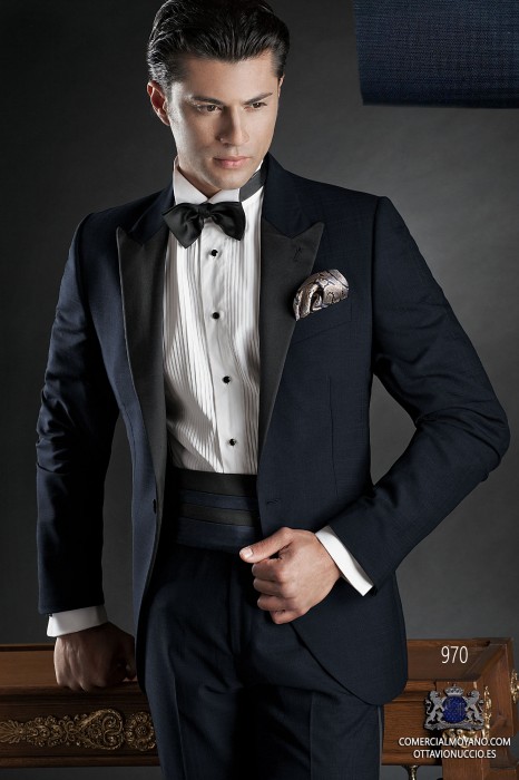 Italian blue tuxedo wedding suit