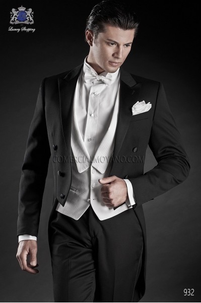 Italian blacktie black men wedding suit style 932 Mario Moyano