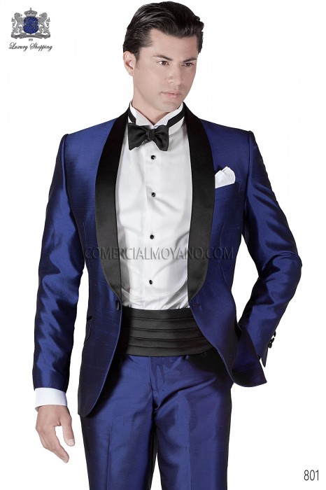 Italian royal blue silk tuxedo