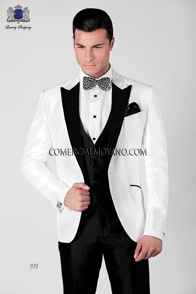 Italian blacktie white men wedding suit style 979 Mario Moyano