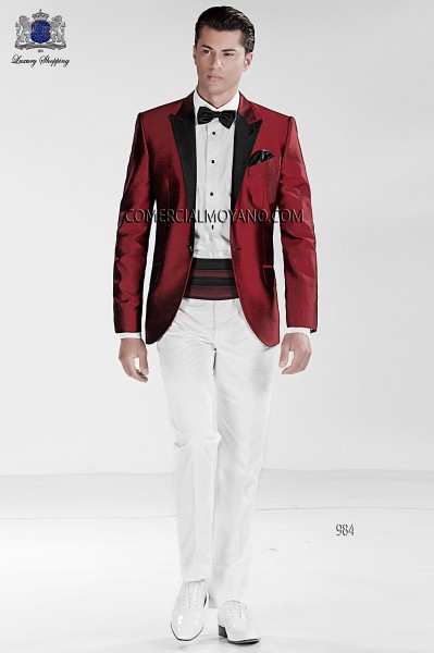 Italian blacktie red men wedding suit style 984 Mario Moyano