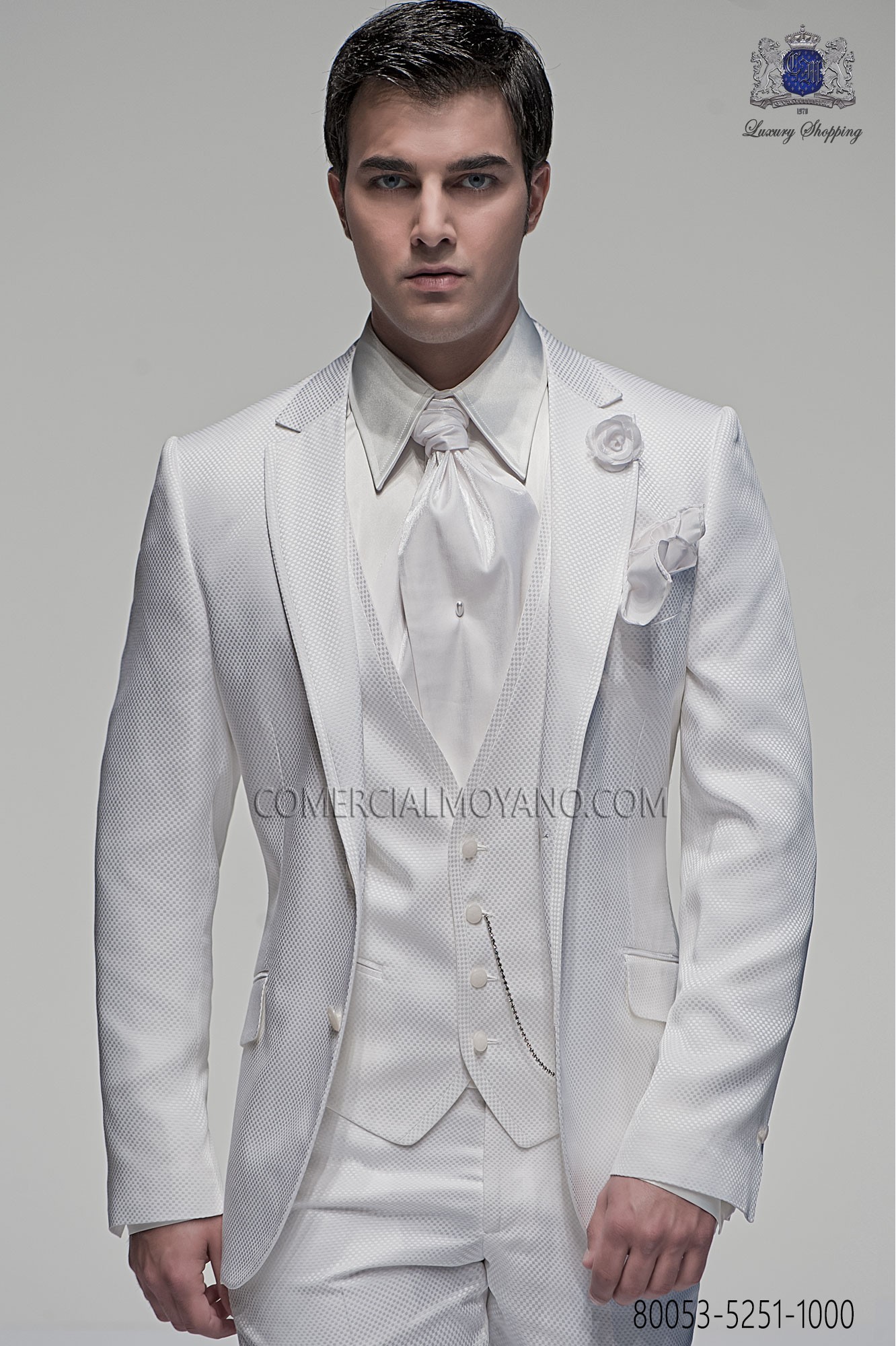 Fashion white men wedding suit model 80053 Mario Moyano