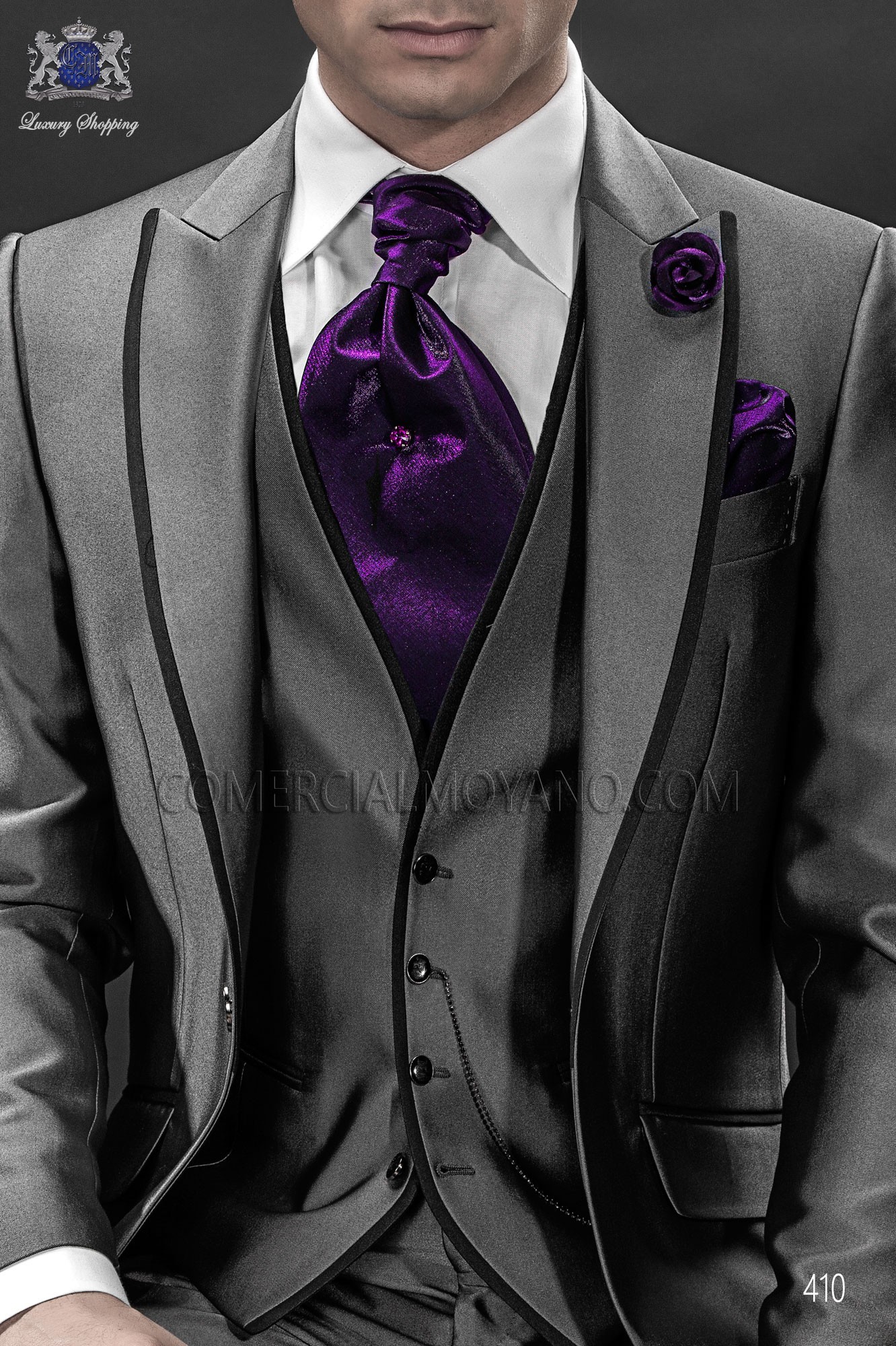 Fashion gray men wedding suit, model: 410 Mario Moyano Fashion Collection