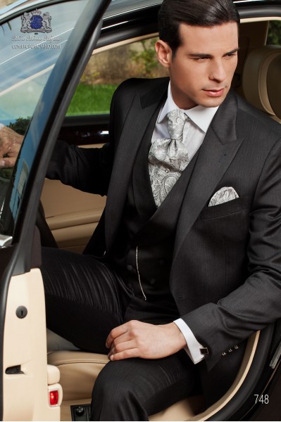 Italian fashion gray men wedding suit style 748 Mario Moyano