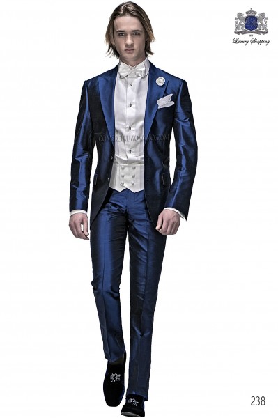 Italian fashion blue men wedding suit style 238 Mario Moyano