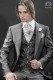 Italian anthracite gray short frock groom suit
