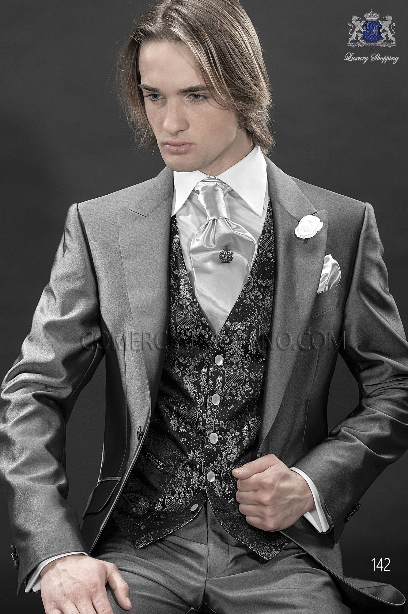 Fashion anthracite gray men wedding suit model 142 Mario Moyano