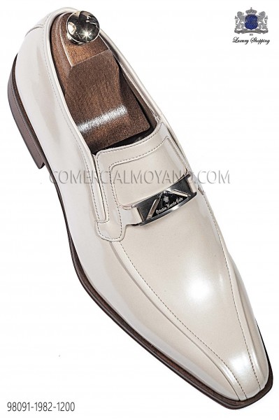 Ivory patent leather men shoes 98091-1982-1200 Ottavio Nuccio Gala.